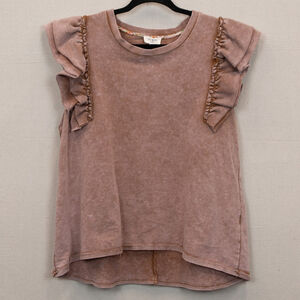 Umgee ruffle rose pink sleeveless top-M